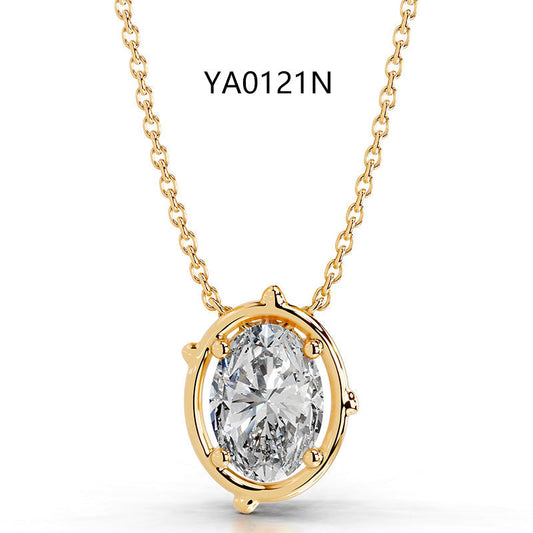 2CT Moissanite Pendant Gold Necklace