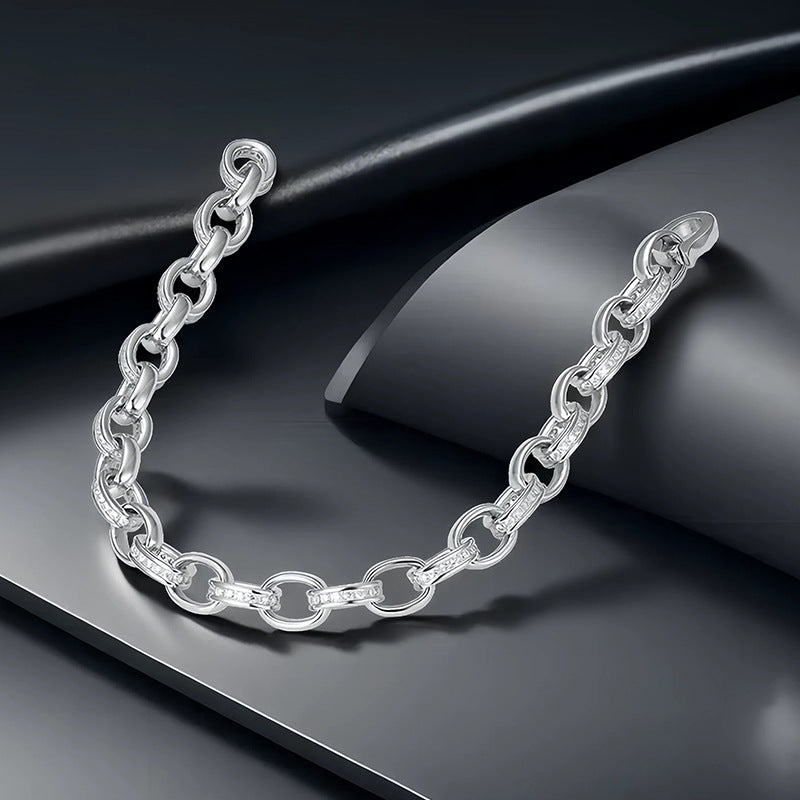 Stylish Full Moissanite Chain Link Bracelet