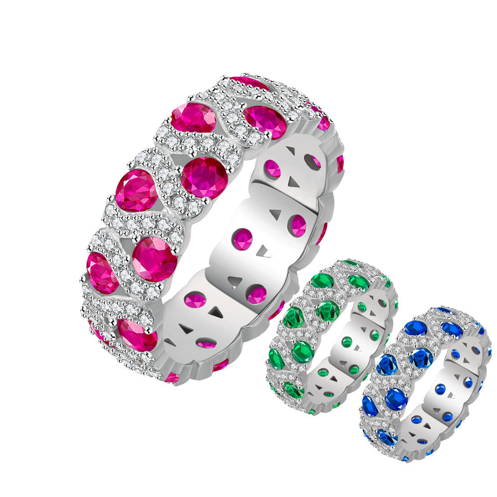 6.5MM Wide Band ColorfuRings in 925 Sterling Silver Moissanite Ring