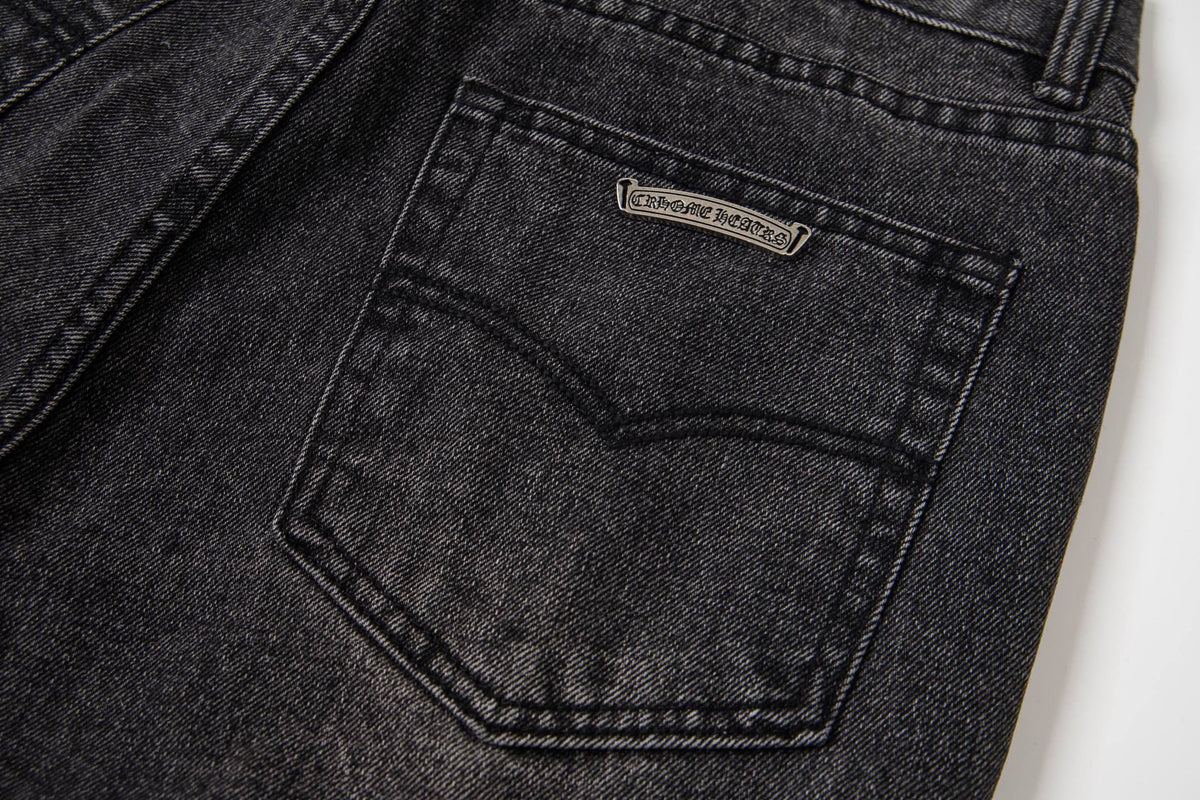 Chrome Hearts Multi Cross Patch Denim Jeans - Grey Gothic Street Pants 1111