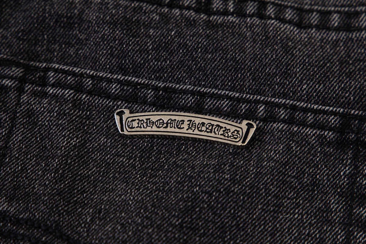 Chrome Hearts Multi Cross Patch Denim Jeans - Grey Gothic Street Pants 1111