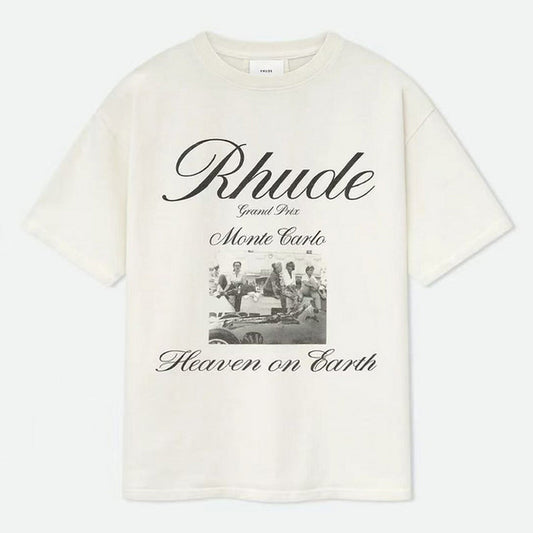 RHUDE Men's Natural Off- 'Heaven On Earth' T-Shirt