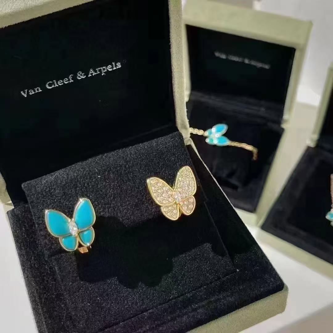 VCA Blue Butterfly Bracelet Necklace Earrings Ring