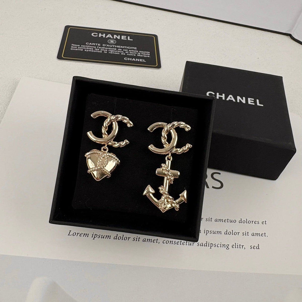 Chanel Heart Anchor Earrings