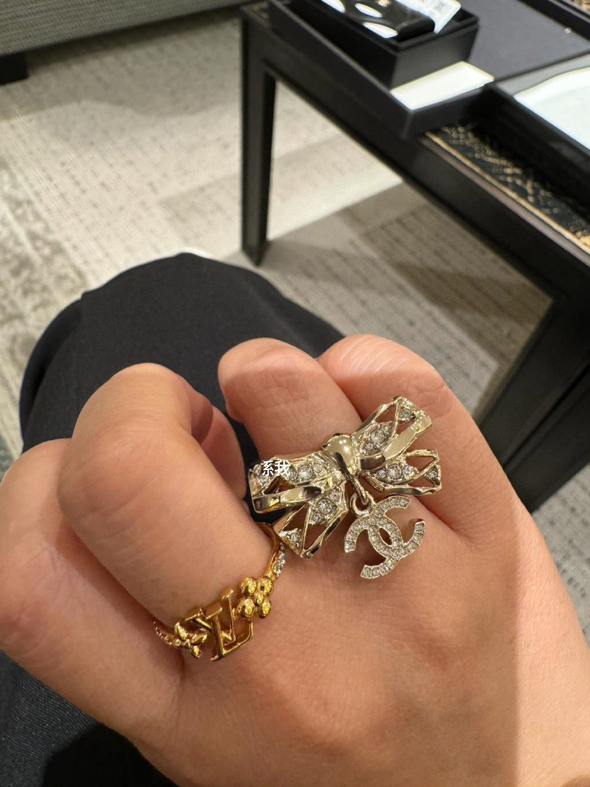 Chanel Bowknot Gold Diamond Ring