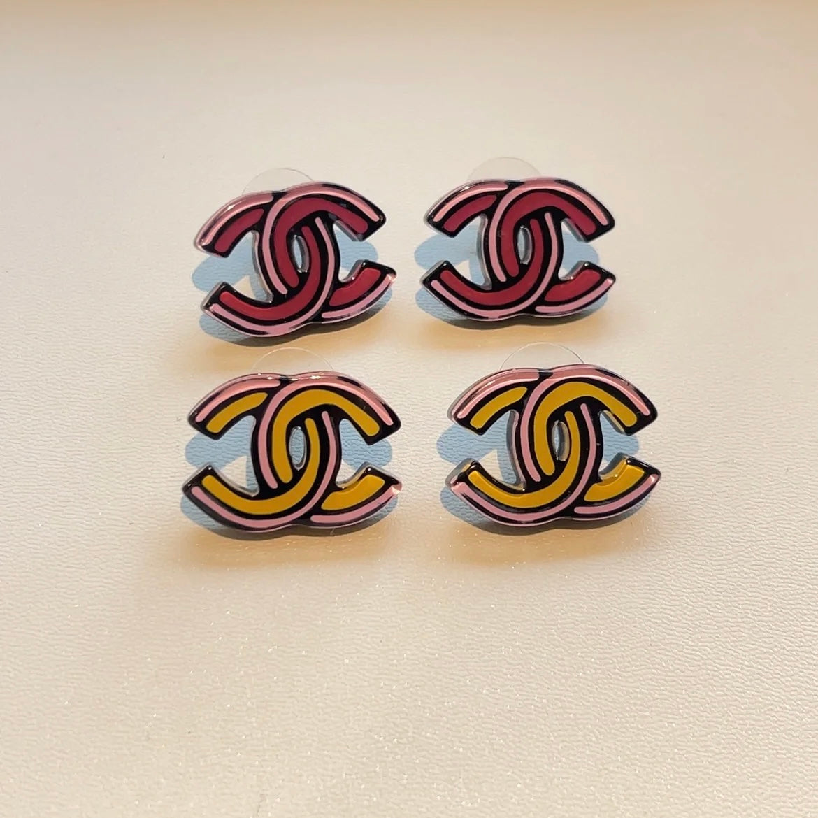 Chanel Color Strip Earrings