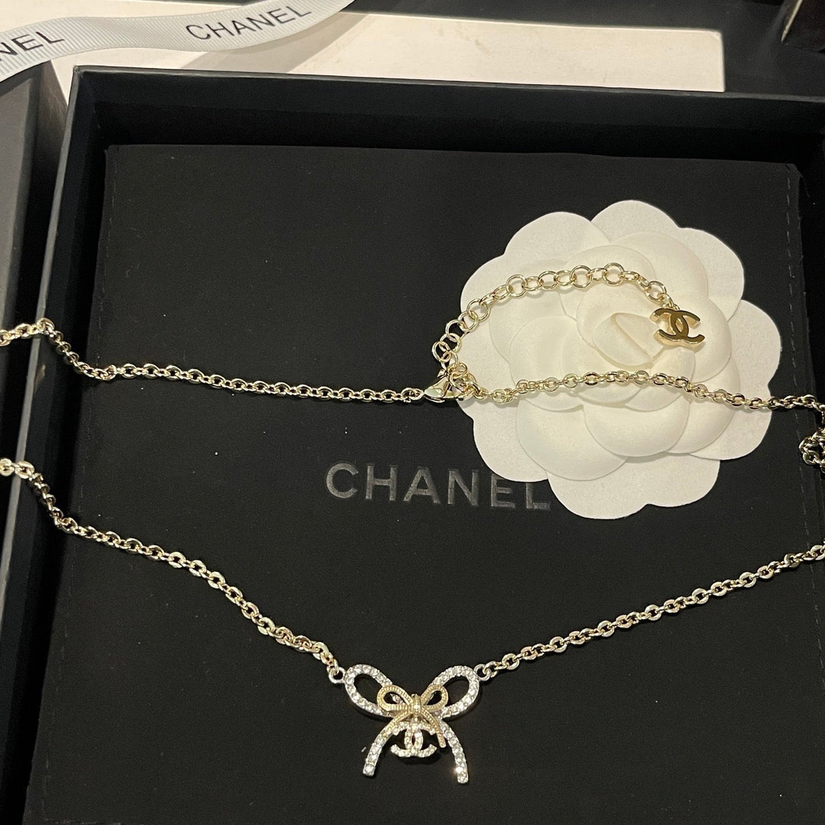 Chanel Double Knot Necklace Bracelet Earrings