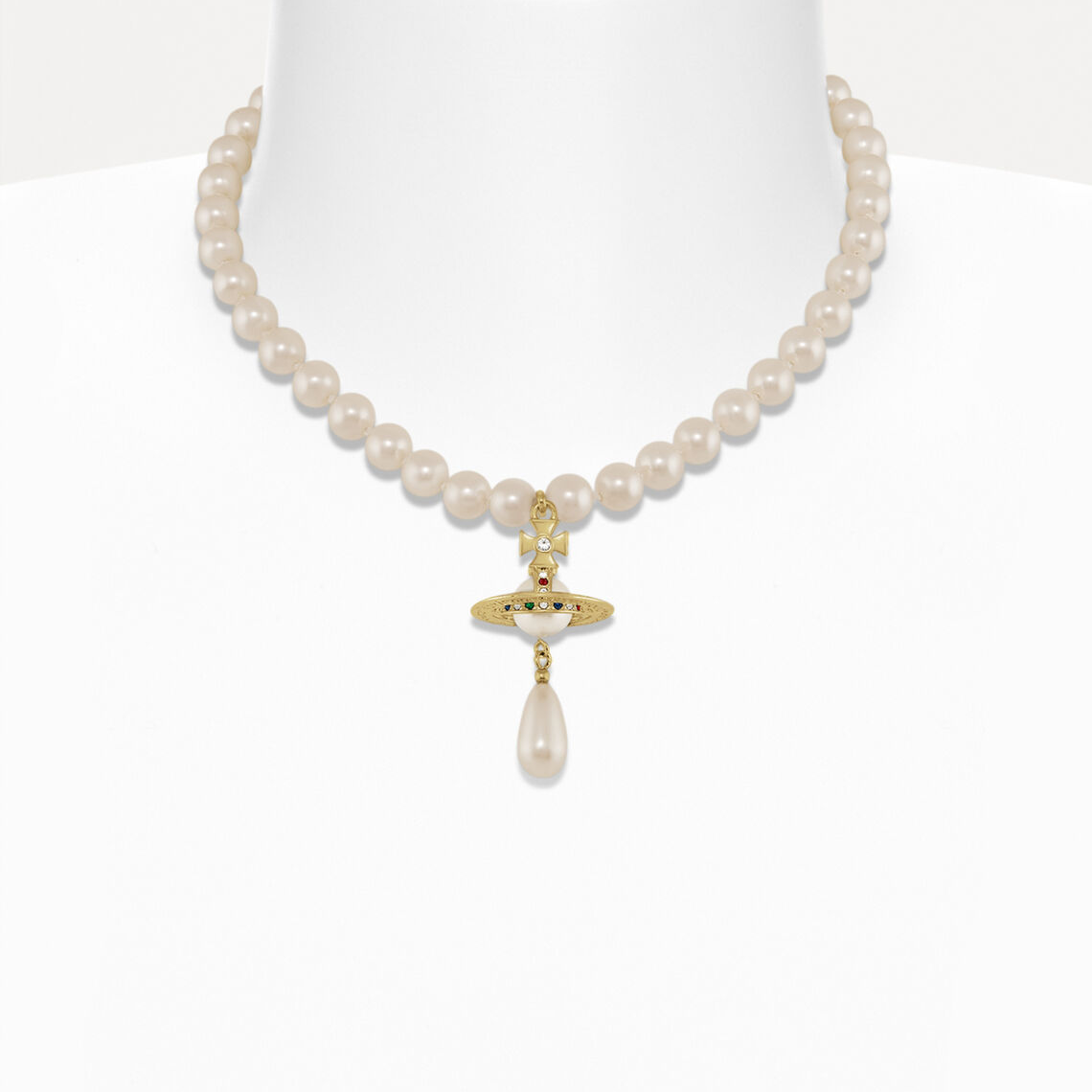 Vivienne Westwood One Row Pearl Drop Choker Necklace Earrings
