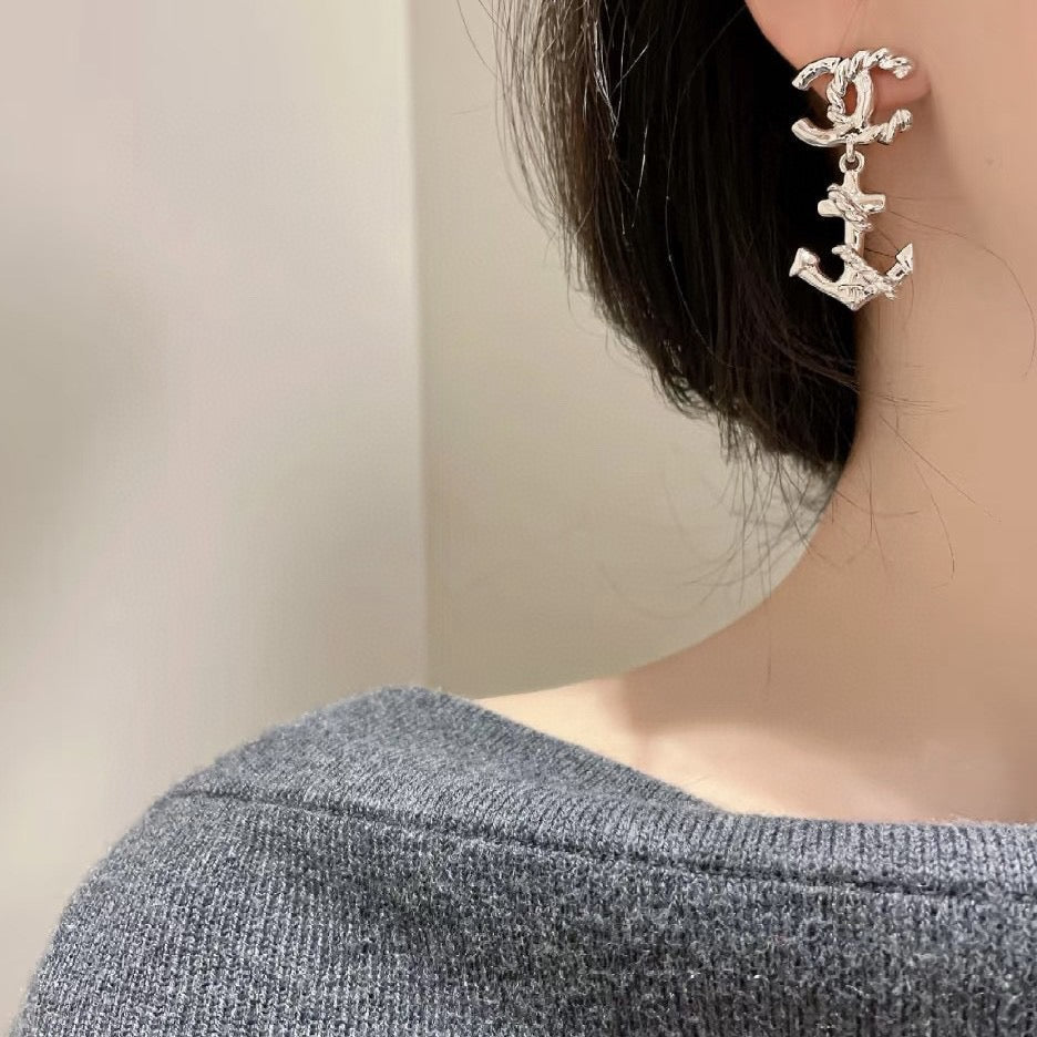 Chanel Heart Anchor Earrings