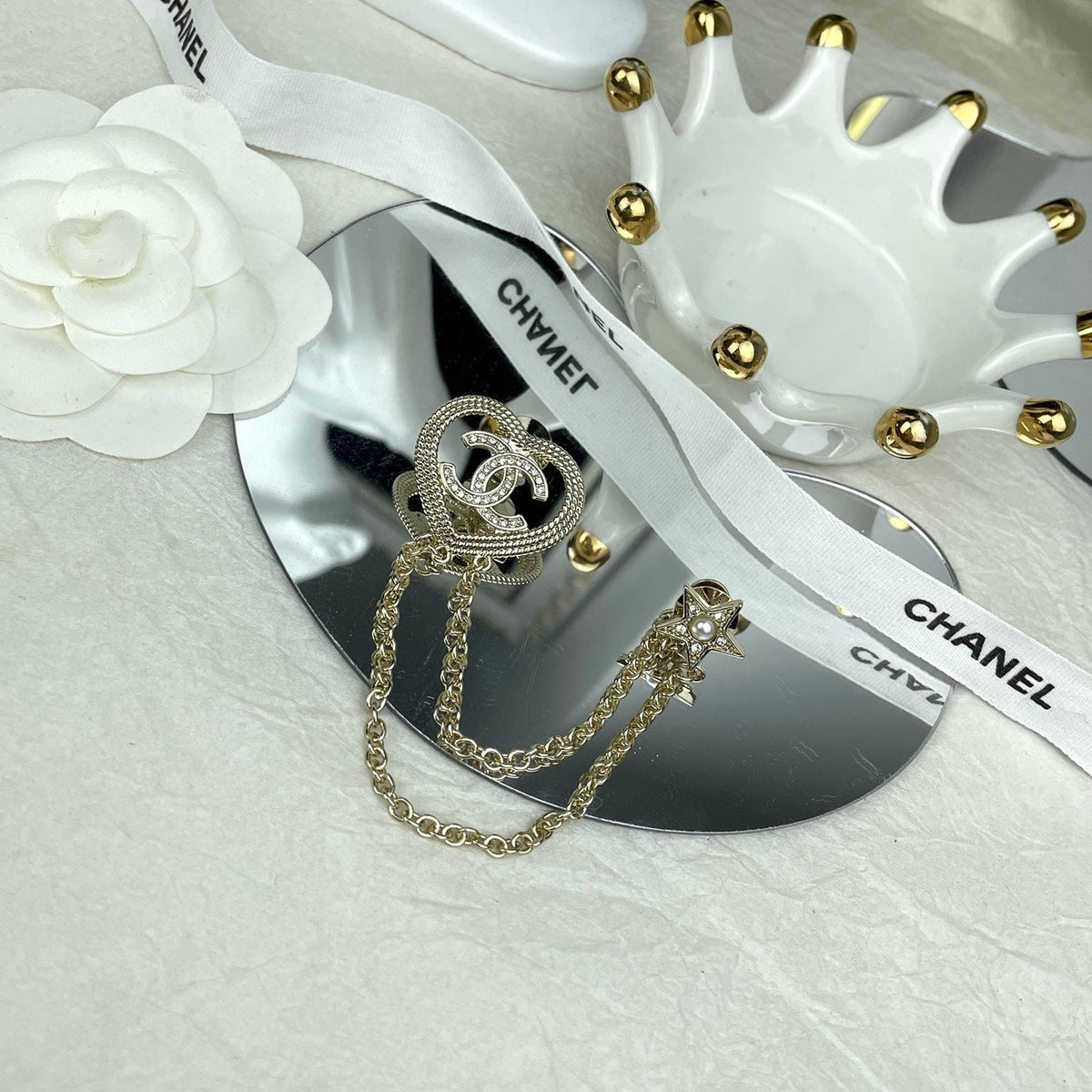 Chanel Heart Star Brooch