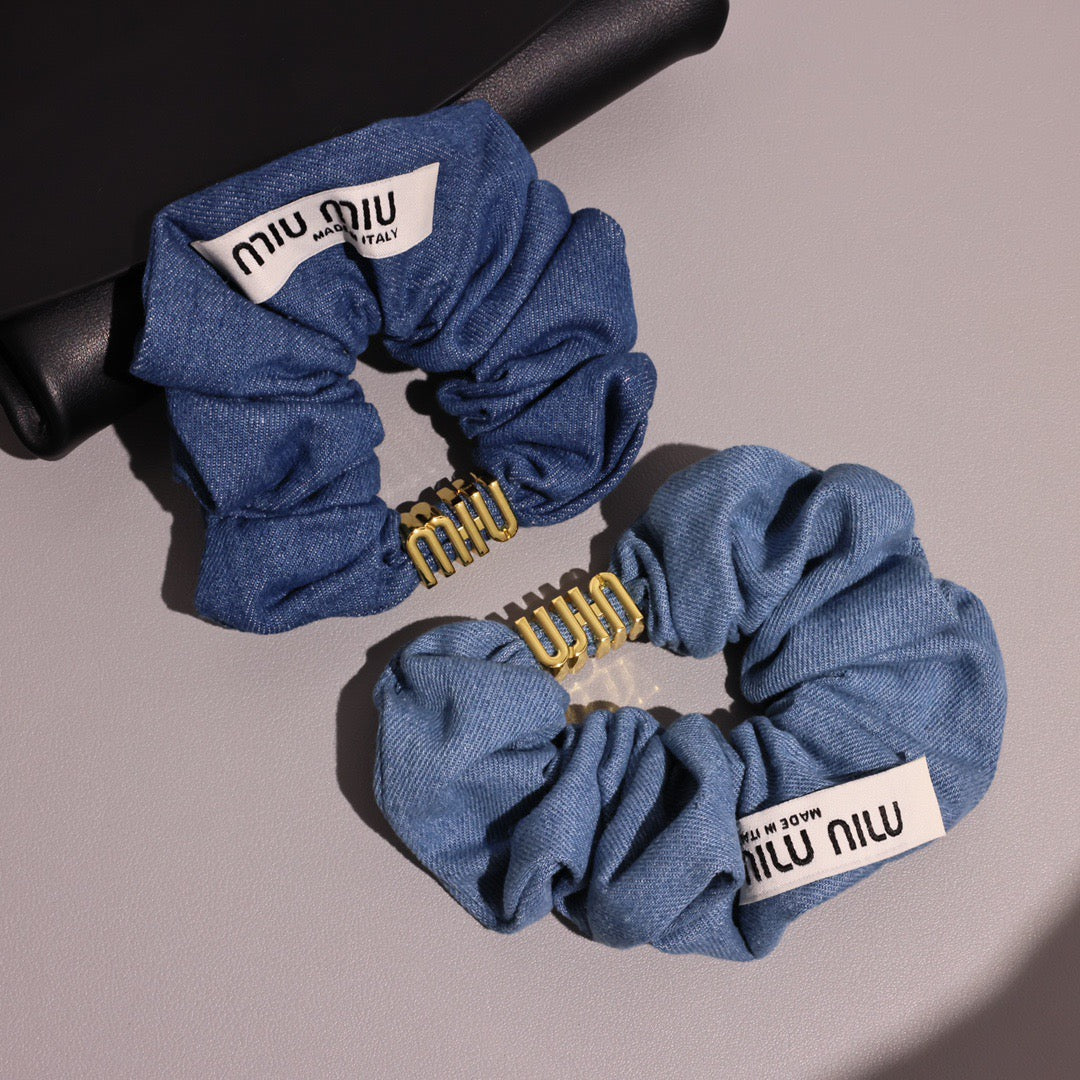 Miu Miu Denim Ponytail Holders