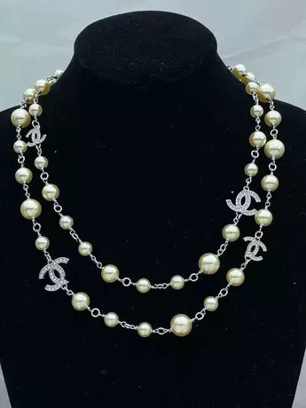 Chanel Double Chain Pearl Necklace